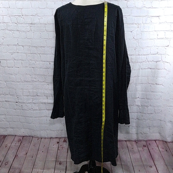 Black Label Black Linen Long Sleeve Dress - Picture 3 of 8